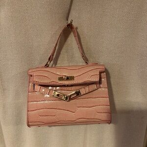 Elegant Pink faux Crocodile-Embossed Women's Bag